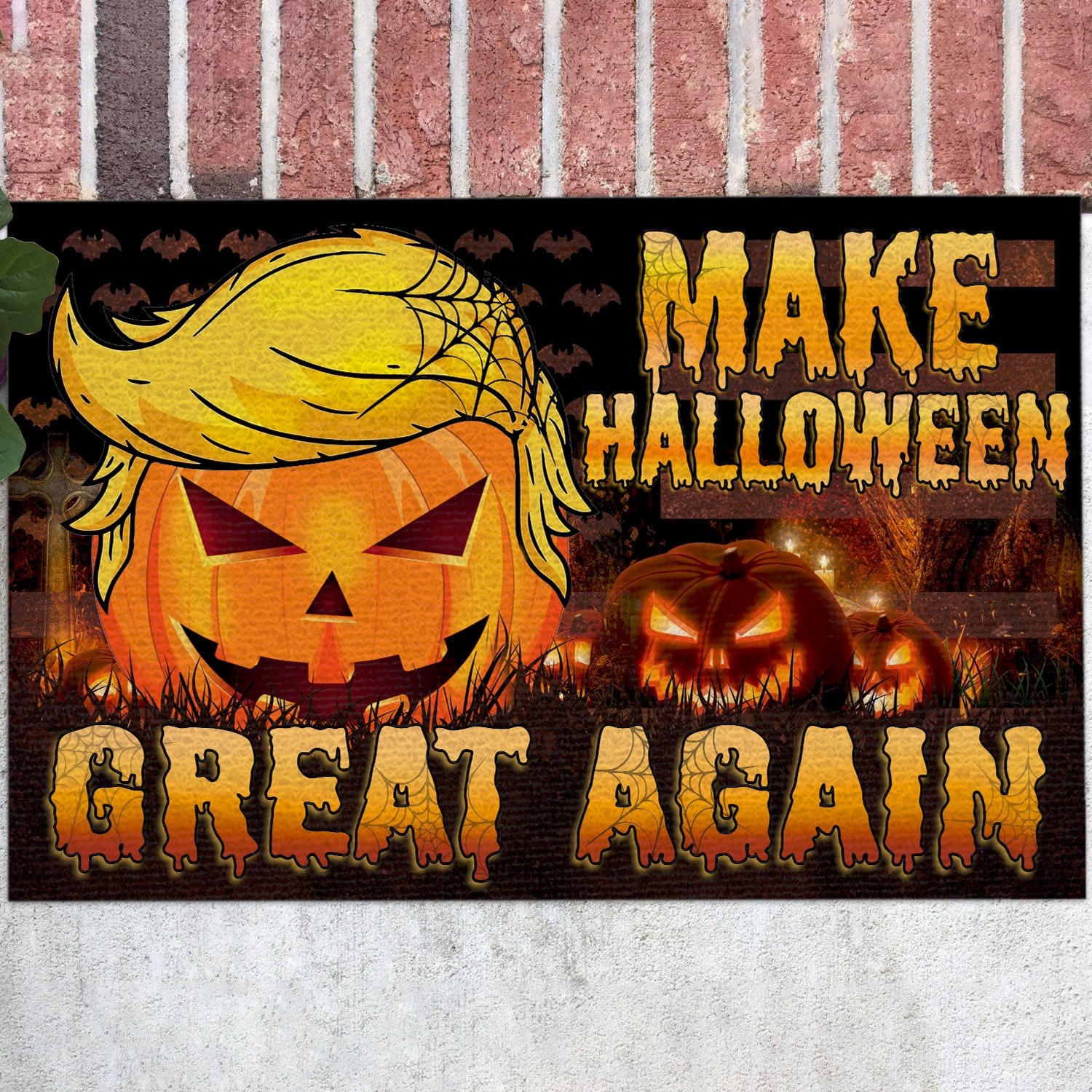 8NH. Uu tien. Make Halloween Great Doormat Doormat mockup 12