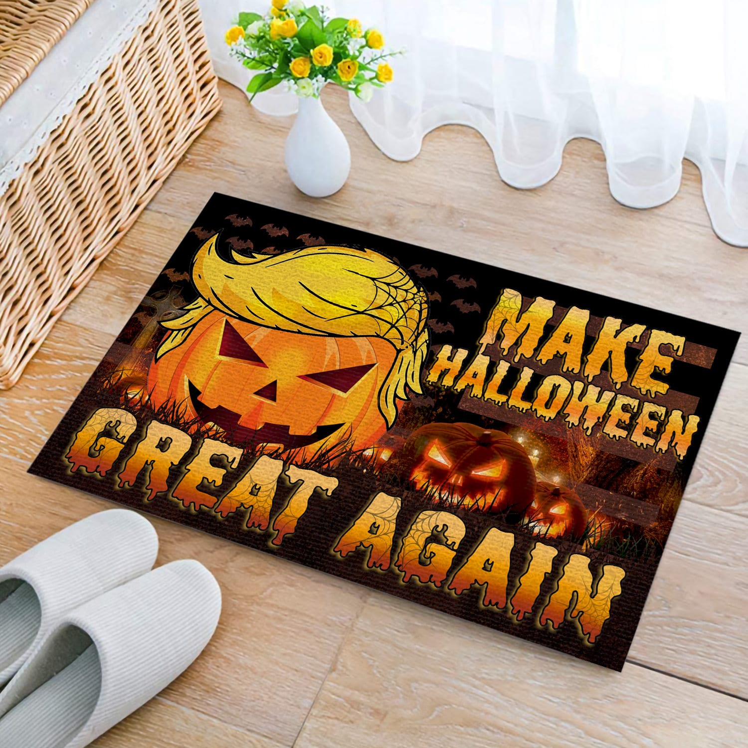 8NH. Uu tien. Make Halloween Great Doormat Doormat mockup 2