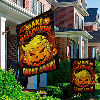 Alternative view of Make Halloween Great Again Decorative Garden Flag - Indoor Outdoor Flag - House Flag - Trump Halloween American Flag