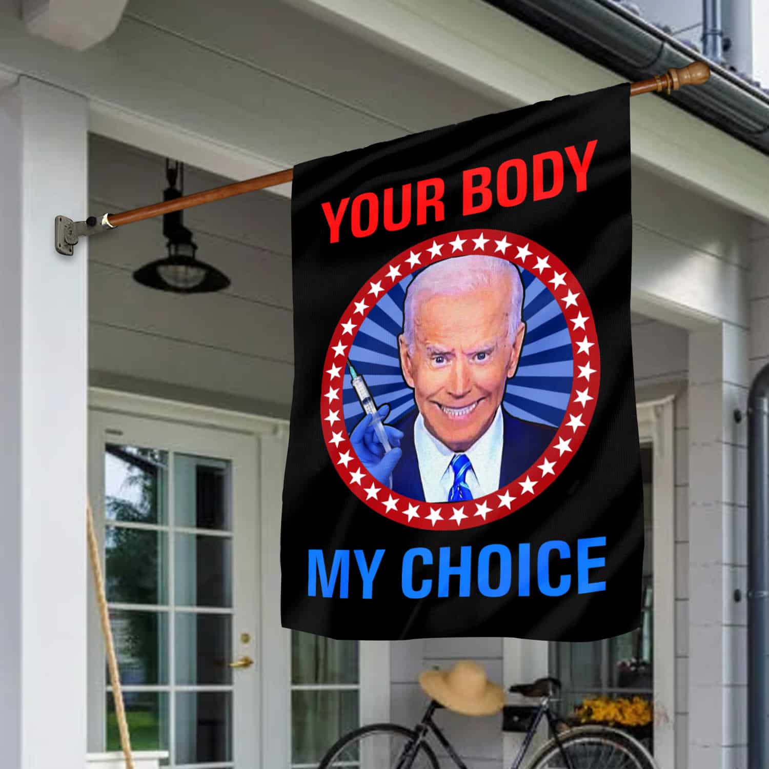 1Th. Your Body My Choice Bideny Choice Biden House Flag Mockup 1
