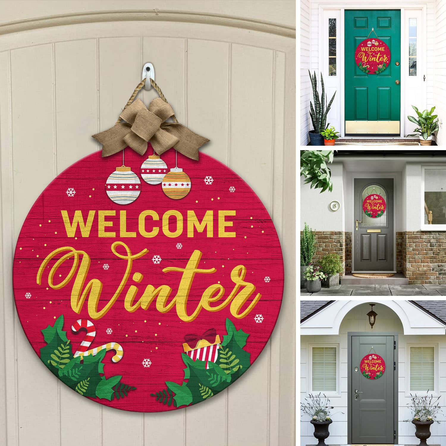 5O. Welcome Winter Door Sign Mockup 12