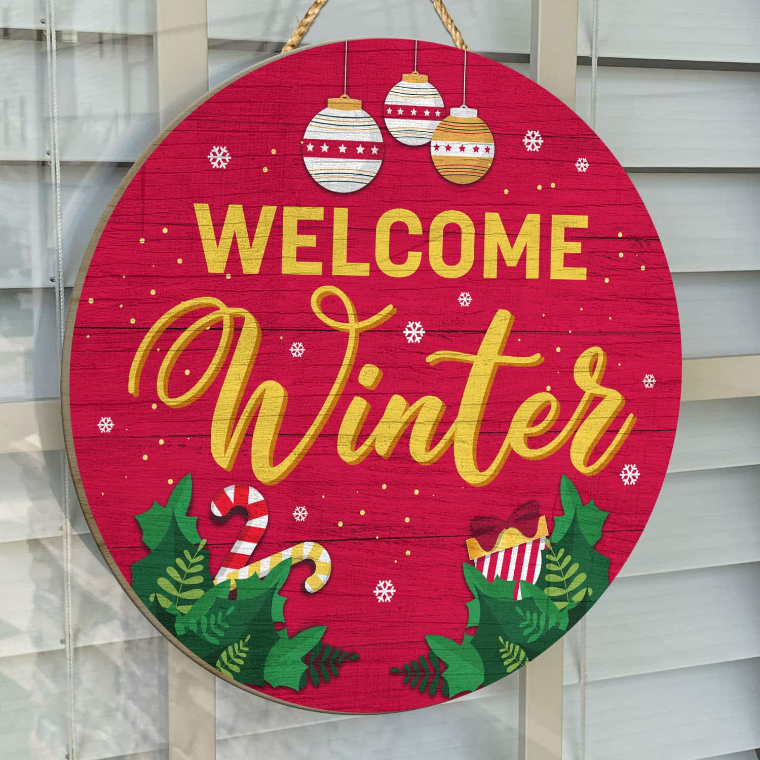 5O. Welcome Winter Door Sign Mockup 14