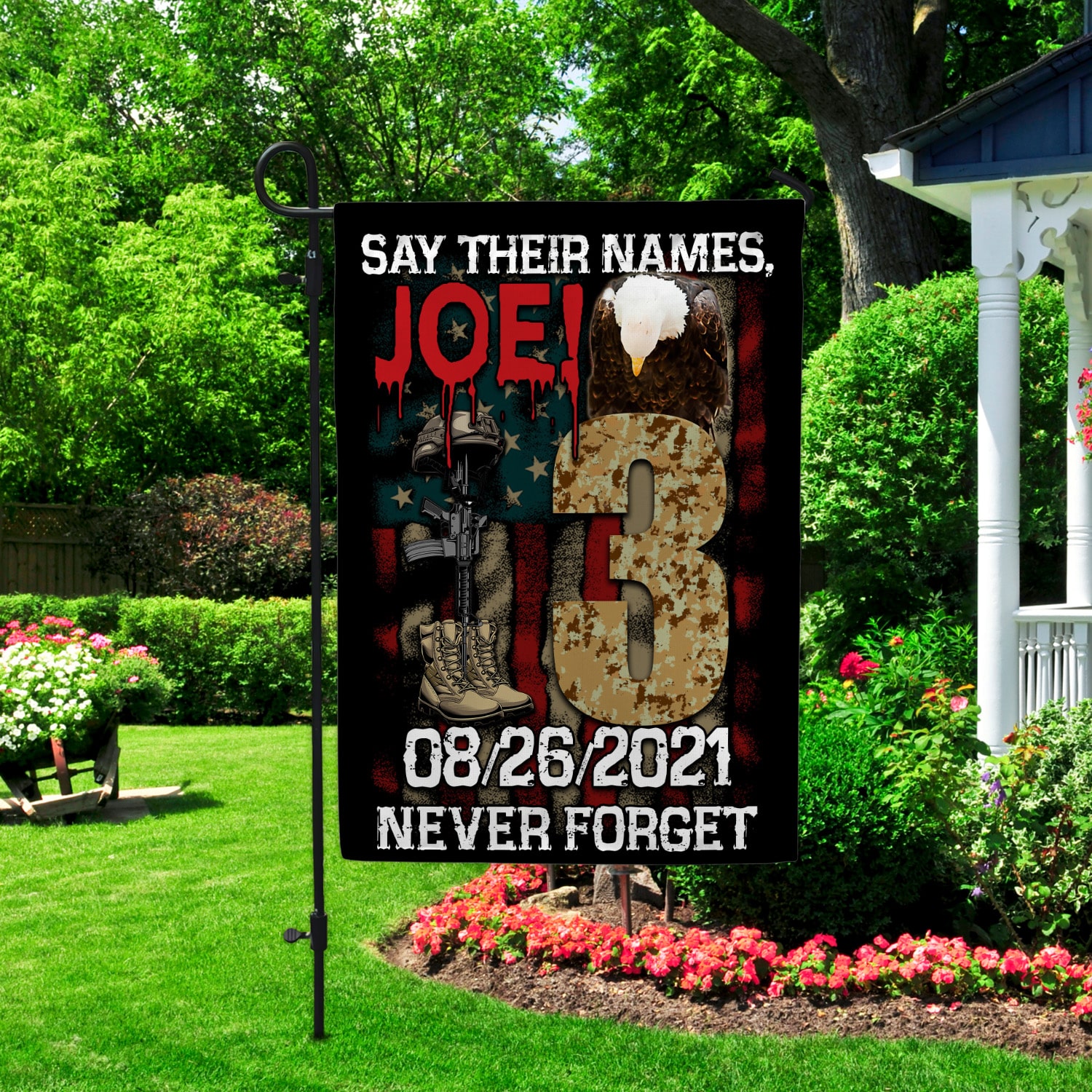 3KT. Say Their Names, Joe 30x40 Garden Flag Mockup 2