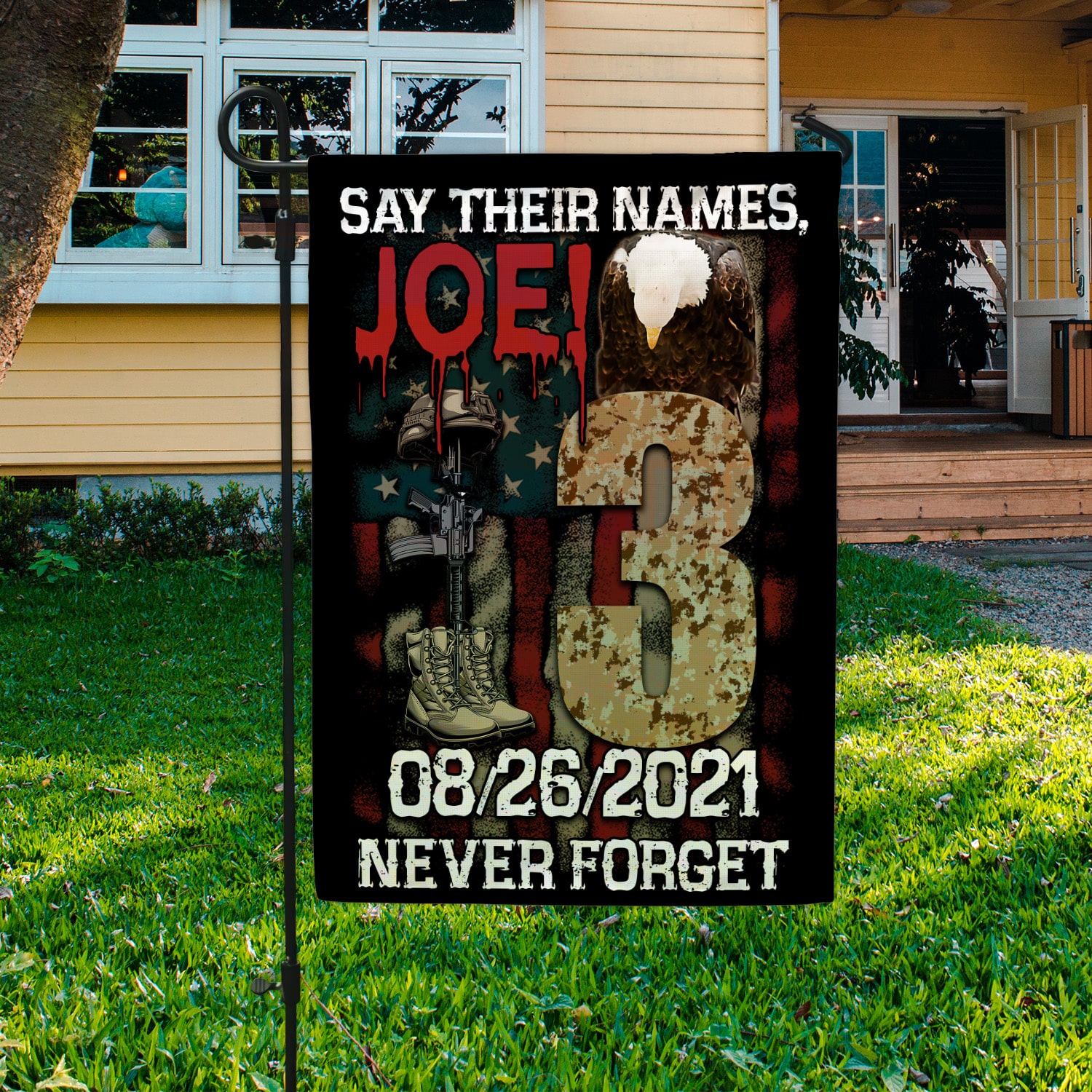 3KT. Say Their Names, Joe 30x40 Garden Flag Mockup 3