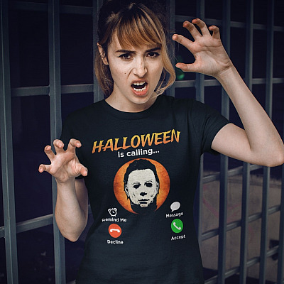 Alternative view of Halloween Michael Myers Is Calling Horror T-Shirt - Funny Horror Movie Character Hoodie - Sweatshirt - Long Sleeve Shirt