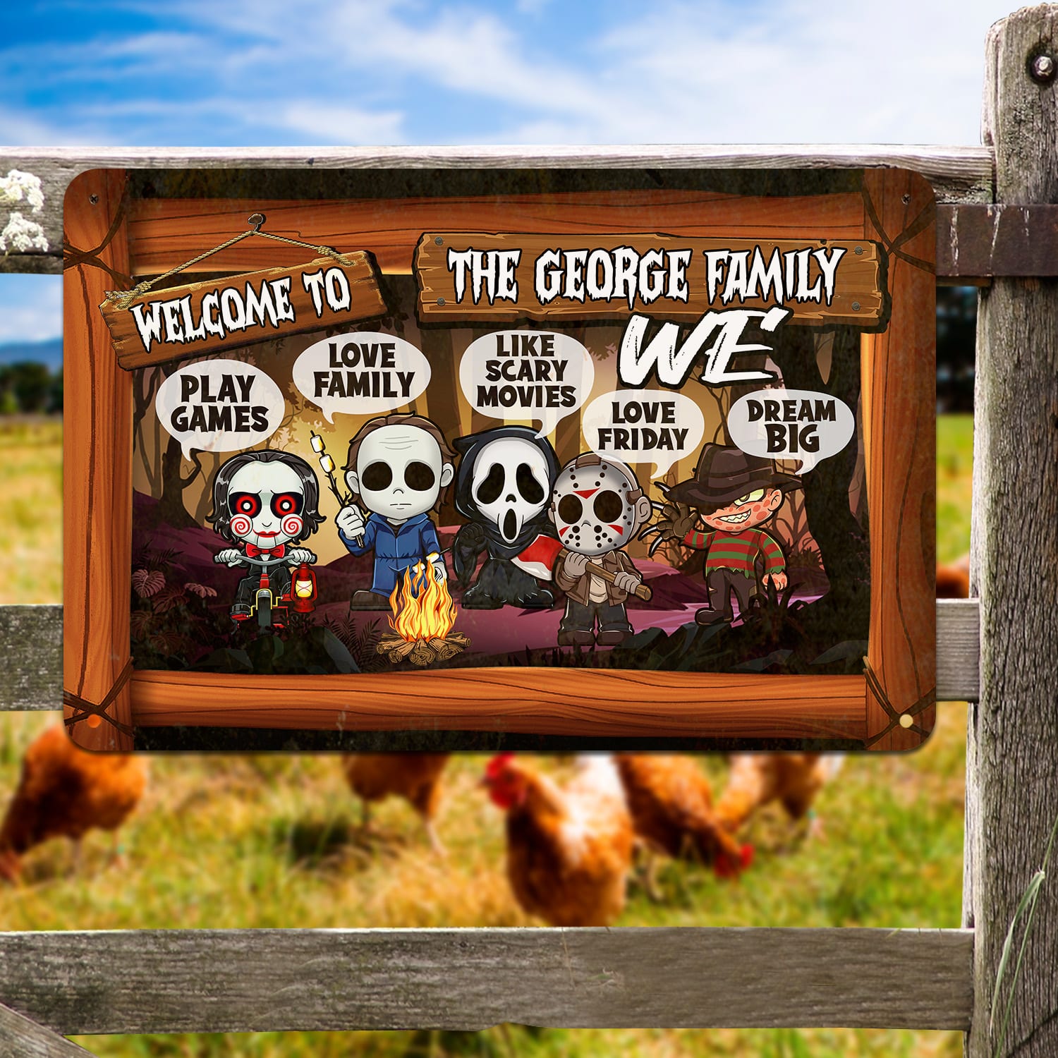 6LV. In This House Camping (Sample Design) Metal Sign Mockup 5