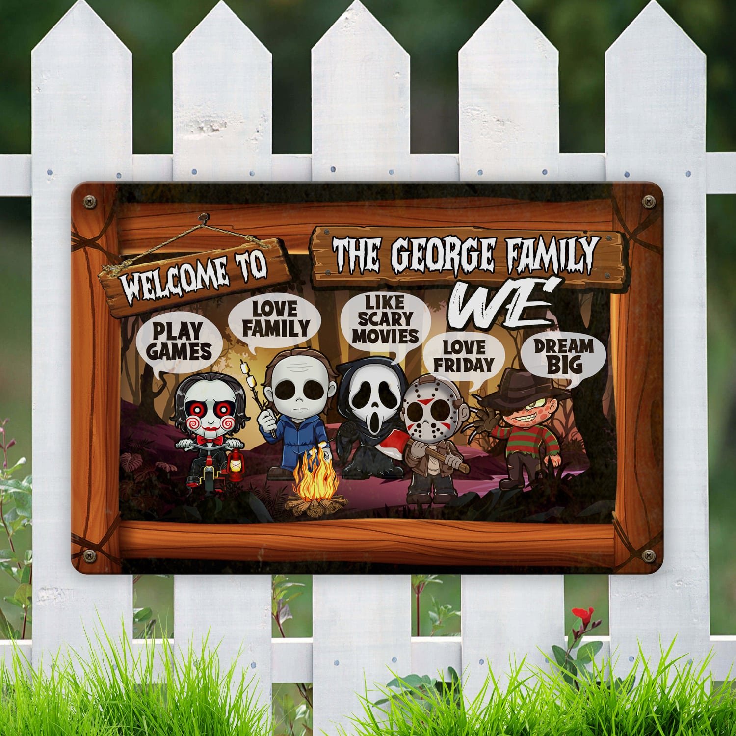 6LV. In This House Camping (Sample Design) Metal Sign Mockup 6