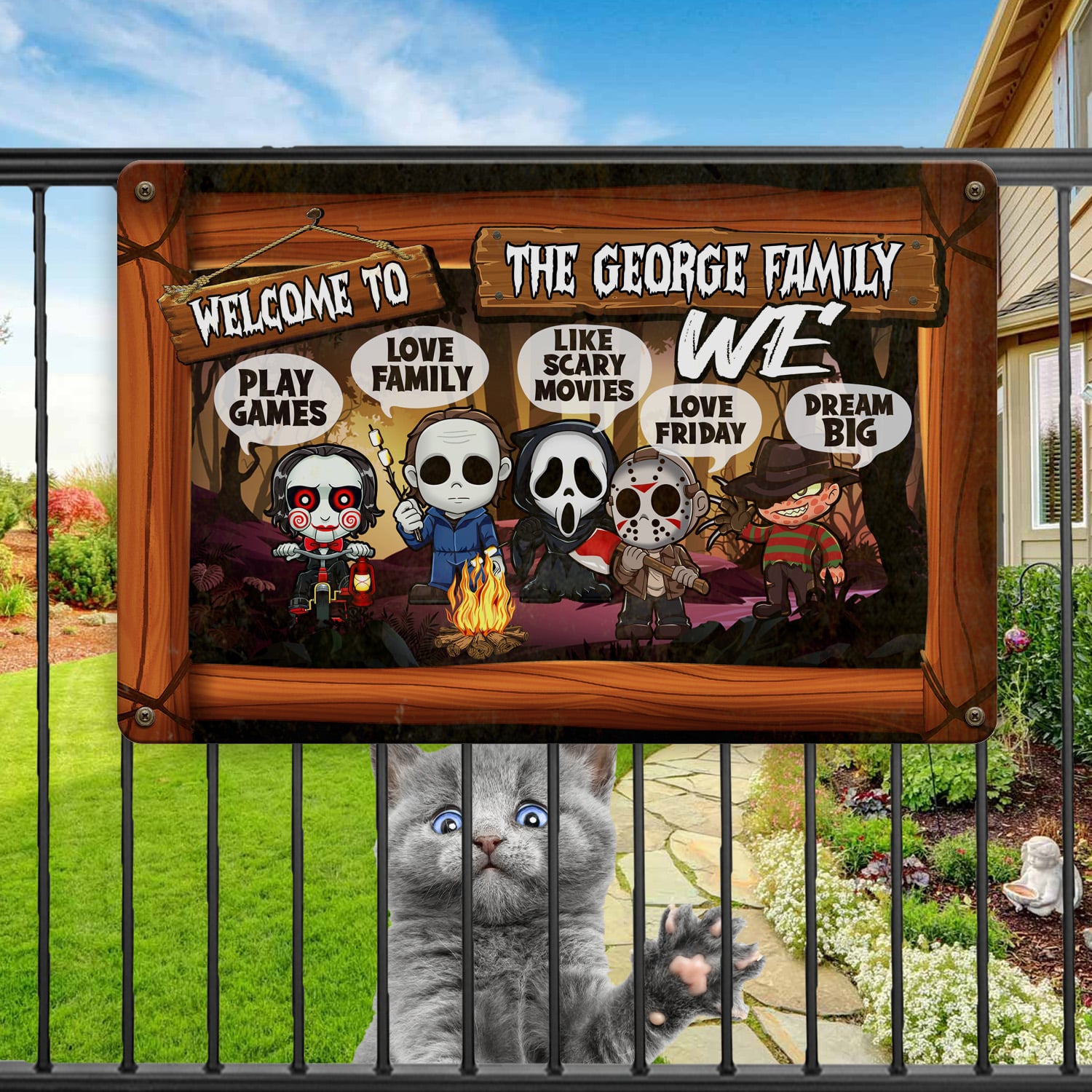 6LV. In This House Camping (Sample Design) Metal Sign Mockup 11