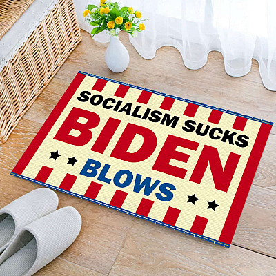 Socialism Sucks Biden Blows House Doormat - Outdoor Indoor Doormat - Anti Biden Doormat