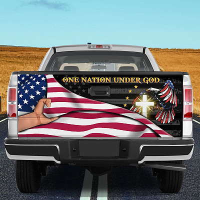 One Nation Under God Decal American Truck Tailgate Decal Sticker Wrap - Vinyl Graphic Decal Bumper Sticker
