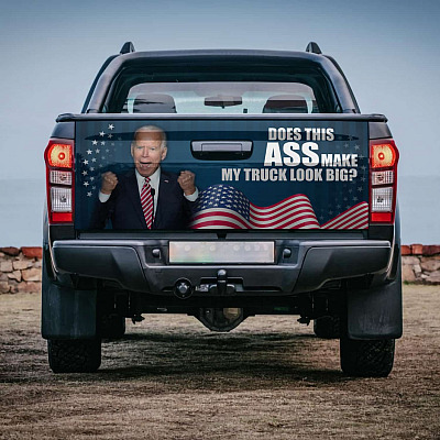 Alternative view of Anti Biden Does This Ass Make My Truck Look Big Truck Tailgate Decal Sticker Wrap - Vinyl Graphic Decal Bumper Sticker
