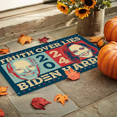 Alternative view of Truth Over Lies Biden Harris 2024 House Doormat - Outdoor Indoor Doormat - Anti Biden Doormat