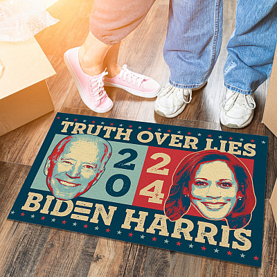 Truth Over Lies Biden Harris 2024 House Doormat - Outdoor Indoor Doormat - Anti Biden Doormat