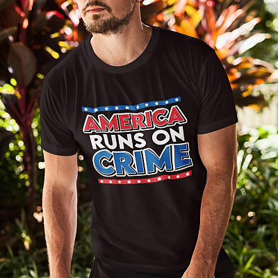 Alternative view of America Runs On Crime T-Shirt - V-Neck Shirt