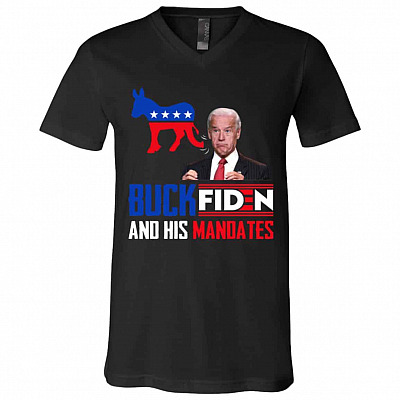 Buck Fiden And His Mandates T-Shirt, Black, V-Neck T-Shirt