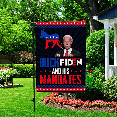 Alternative view of Buck Fiden And His Mandates Outdoor Indoor Garden Flag - Biden Clown House Flag - Wall Flag