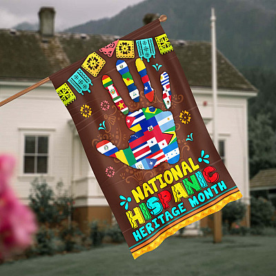 Alternative view of National Hispanic Heritage Month Outdoor Indoor Garden Flag - House Flag - Wall Flag - Hispanic Heritage Decorations