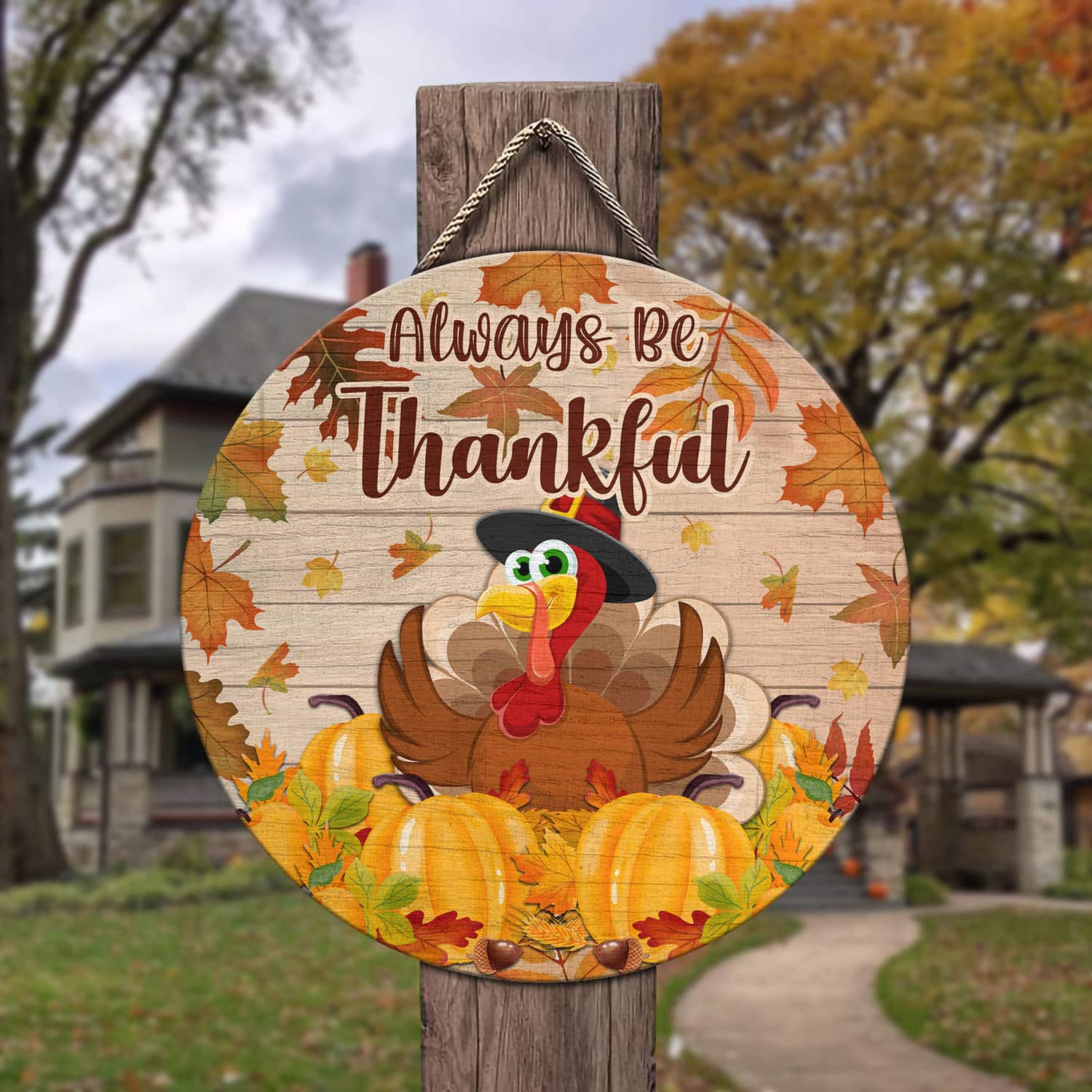 11UT. Always Be Thankful Door Sign (6) Door Sign Mockup 3