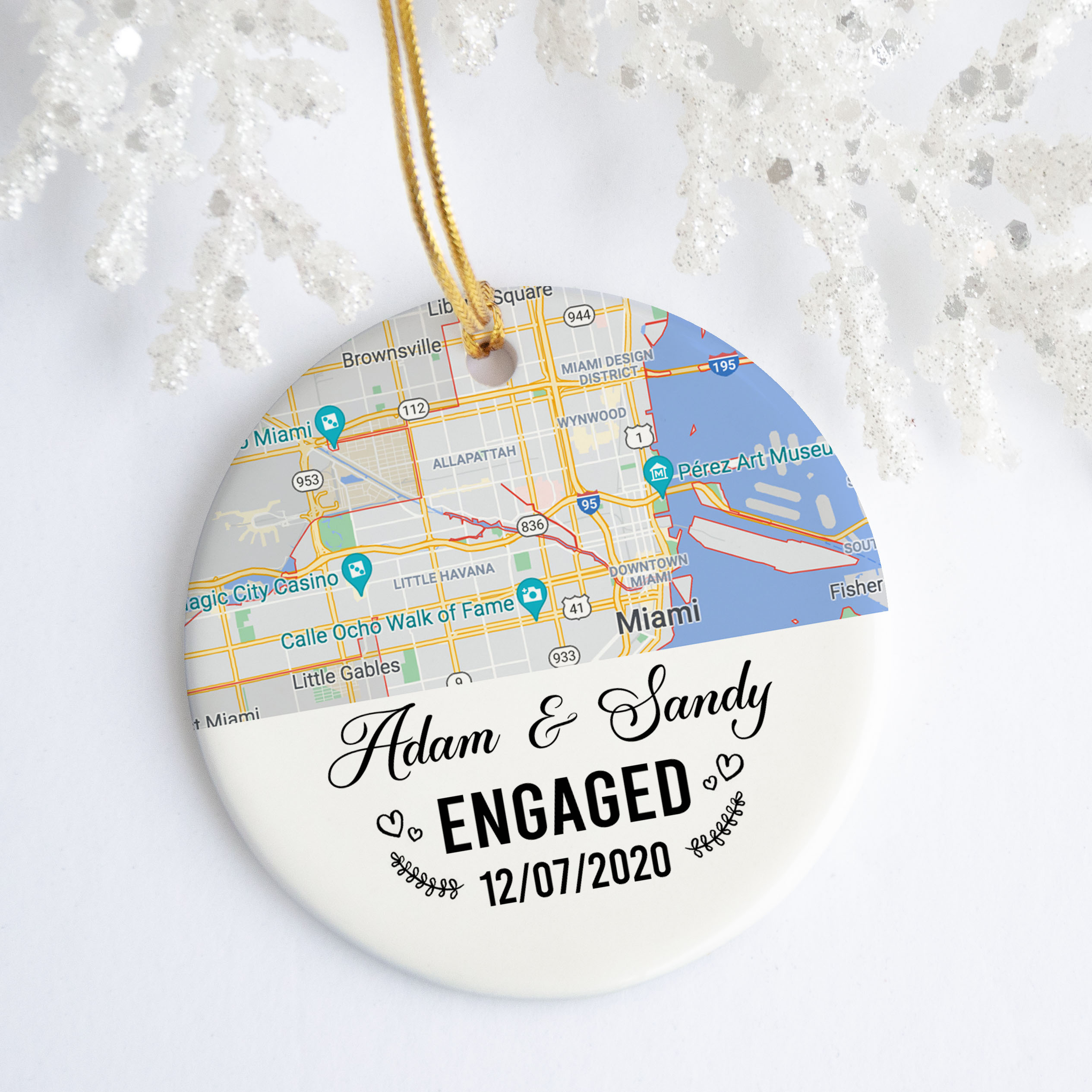 4O. Engaged Map (Sample Design) ornament mockup