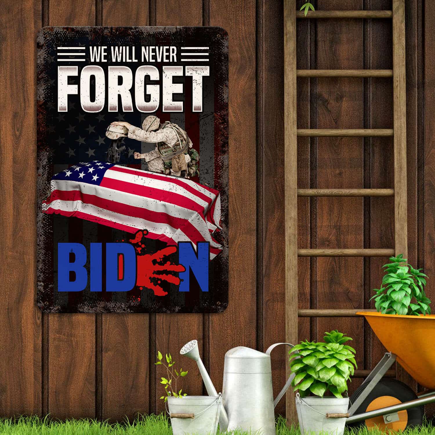3HV ưu tiên. Biden Never Forget (metal sign) Metal Sign Mockup 12