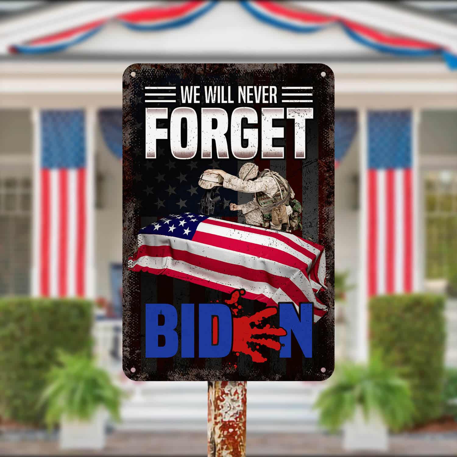 3HV ưu tiên. Biden Never Forget (metal sign) Metal Sign Mockup 13