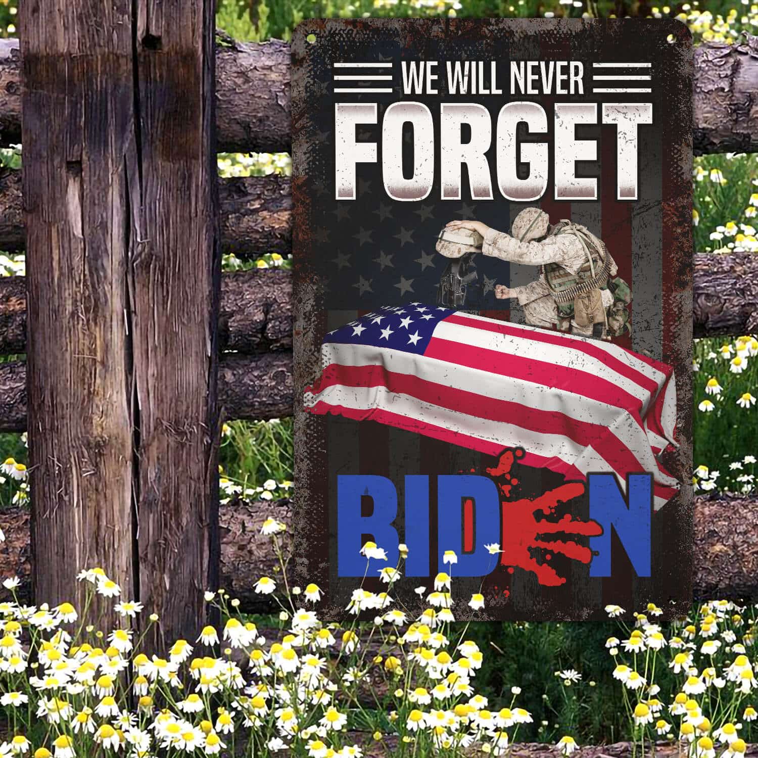 3HV ưu tiên. Biden Never Forget (metal sign) Metal Sign Mockup 10