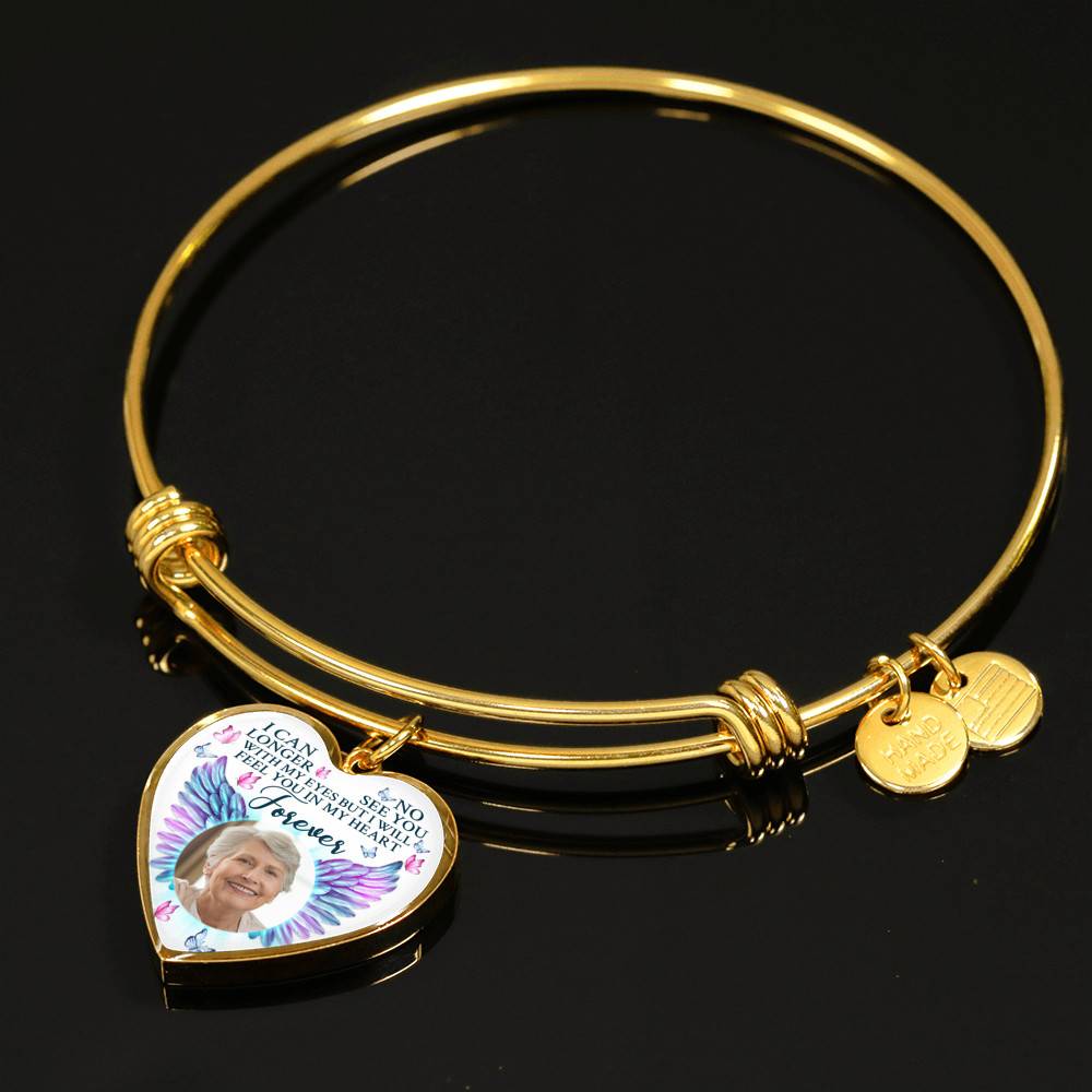 Custom Photo I Can No Longer See You With My Eyes Personalized Memorial Heart Necklace - Bangle