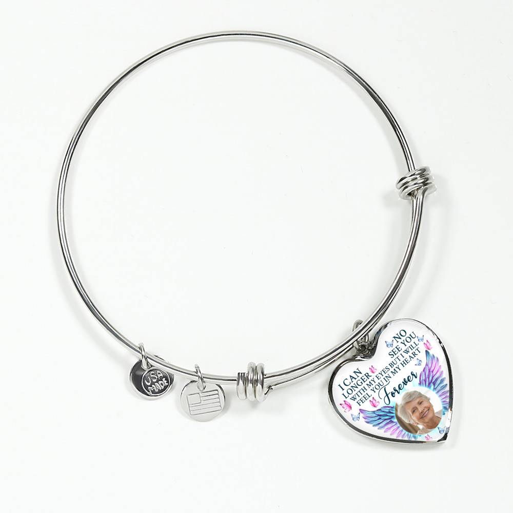 Custom Photo I Can No Longer See You With My Eyes Personalized Memorial Heart Necklace - Bangle