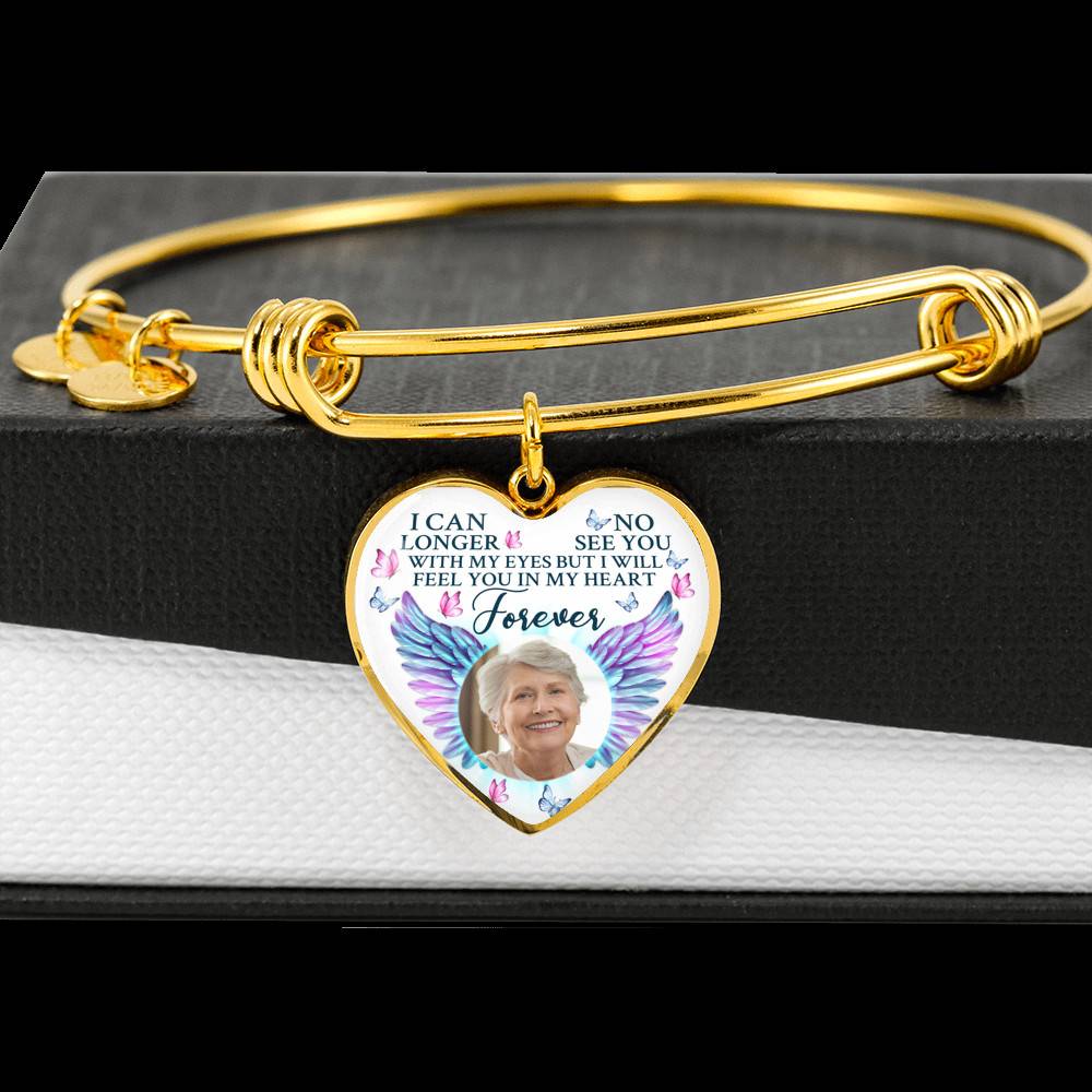 Custom Photo I Can No Longer See You With My Eyes Personalized Memorial Heart Necklace - Bangle