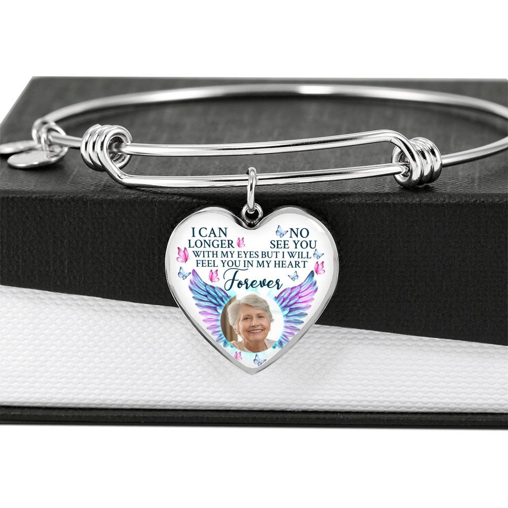 Custom Photo I Can No Longer See You With My Eyes Personalized Memorial Heart Necklace - Bangle