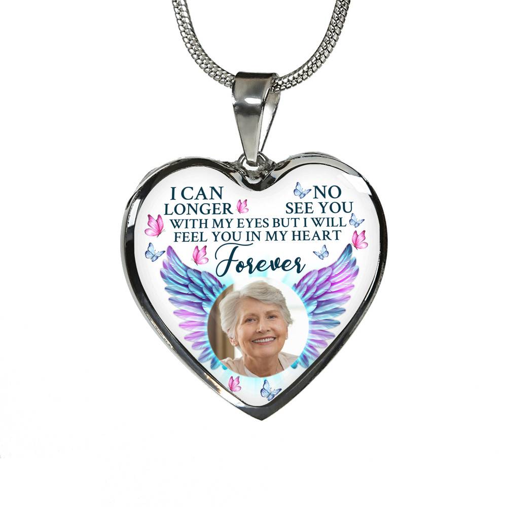 Custom Photo I Can No Longer See You With My Eyes Personalized Memorial Heart Necklace - Bangle