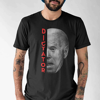 Alternative view of Funny Biden Dictator T-Shirt - Joe Biden Not My Dictator Not My President Dark V-Neck Tee