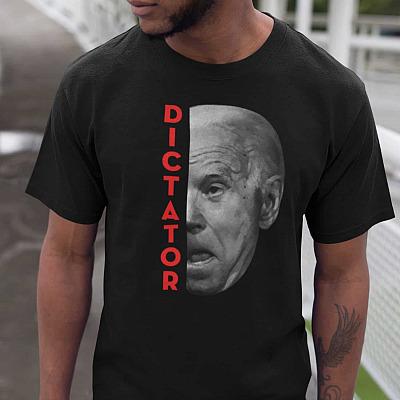 Funny Biden Dictator T-Shirt - Joe Biden Not My Dictator Not My President Dark V-Neck Tee