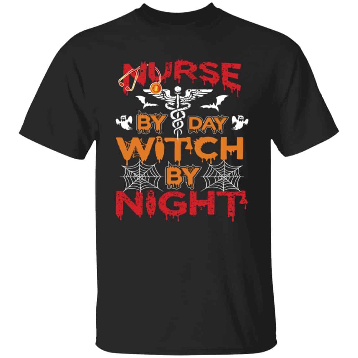 Nurse By Day Witch By Night T-Shirt, Black, Unisex T-Shirt