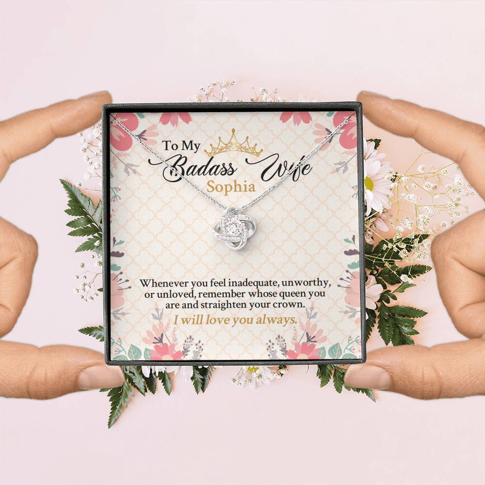 Personalized Name To My Badass Wife Whenever You Feel Inadequate Unworthy Or Unloved Love Knot Pendant Necklace Personalized Name To My Badass Wife Whenever You Feel Inadequate Unworthy Or Unloved Love Knot Pendant Necklace