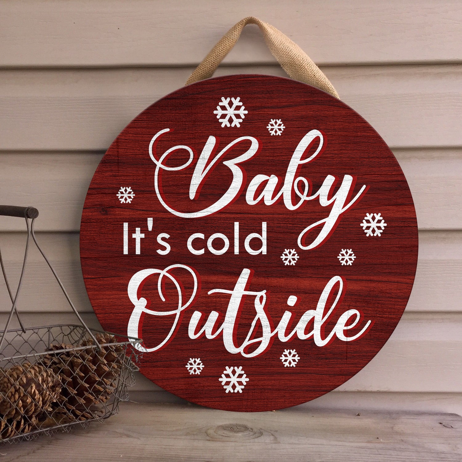 6LV. Baby Its Cold Door Sign Mockup 4