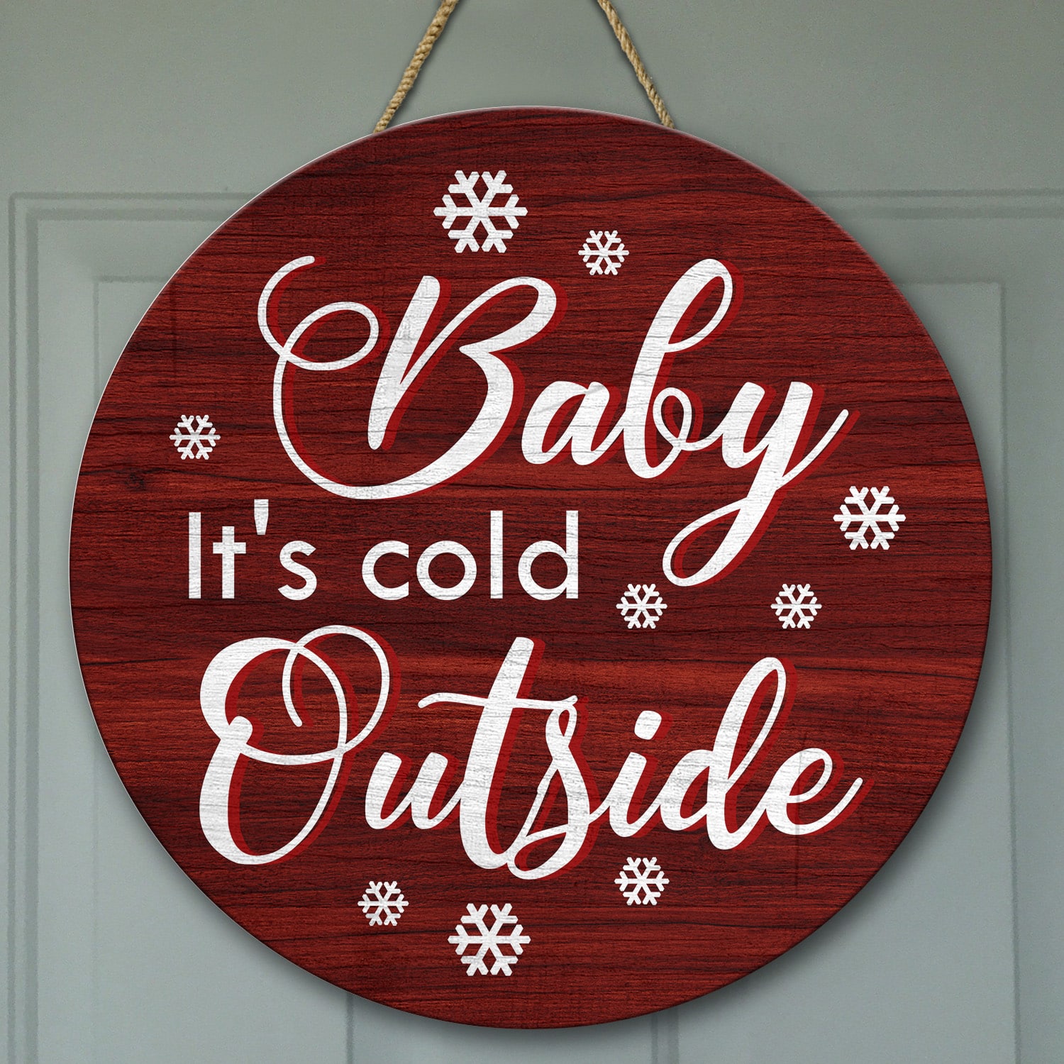 6LV. Baby Its Cold Door Sign Mockup 9