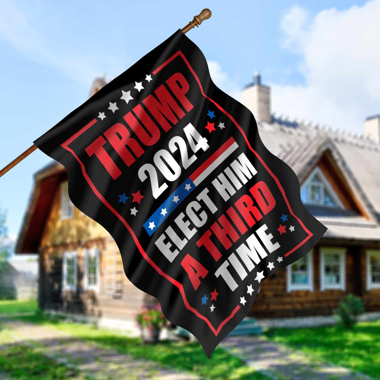 6KNG. Elect Third Time 30x40 House Flag Mockup 5