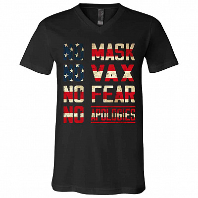 7 HG UU TIEN. No Mask No Vax (4), Black, V-Neck T-Shirt