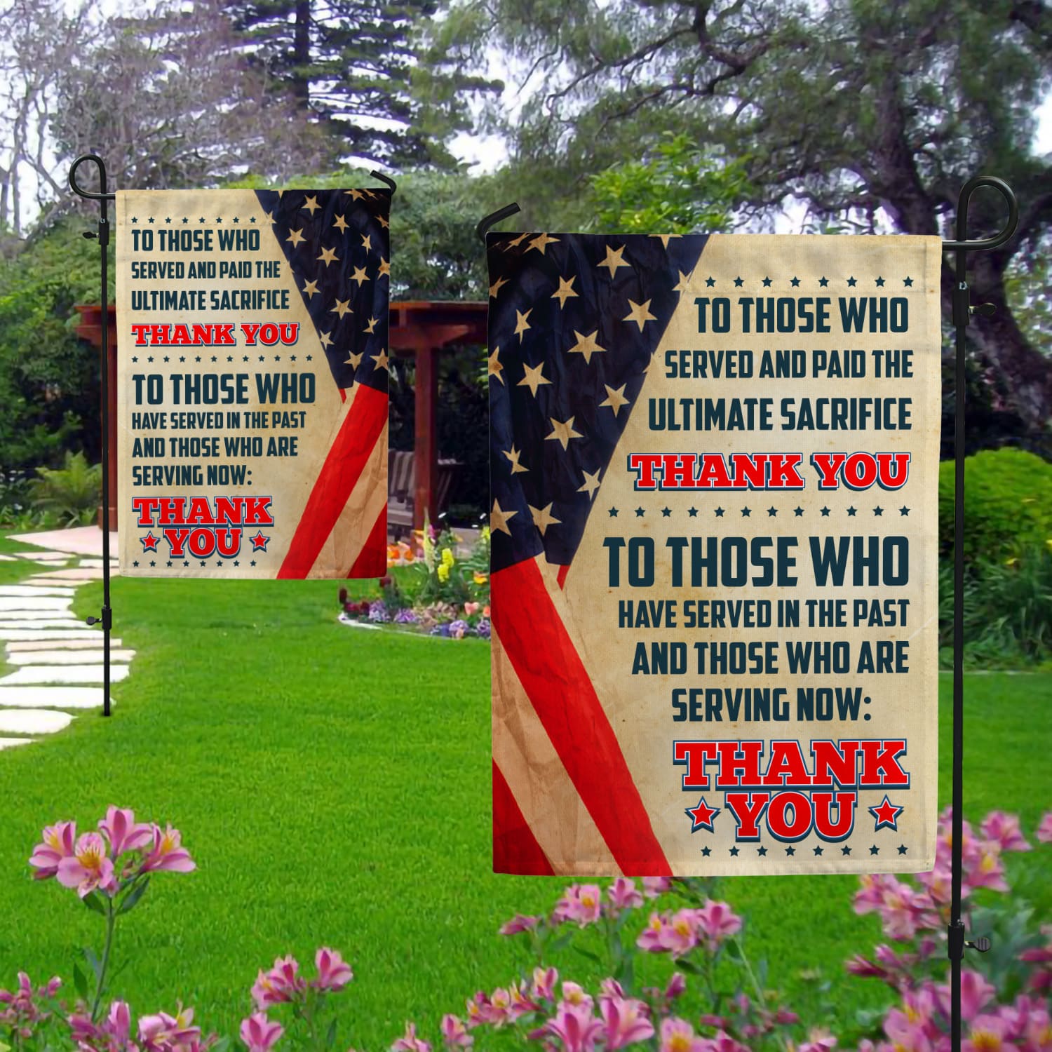 4KNG. Served thank you SIDE 1 30x40 Garden Flag Mockup 2 Side-1