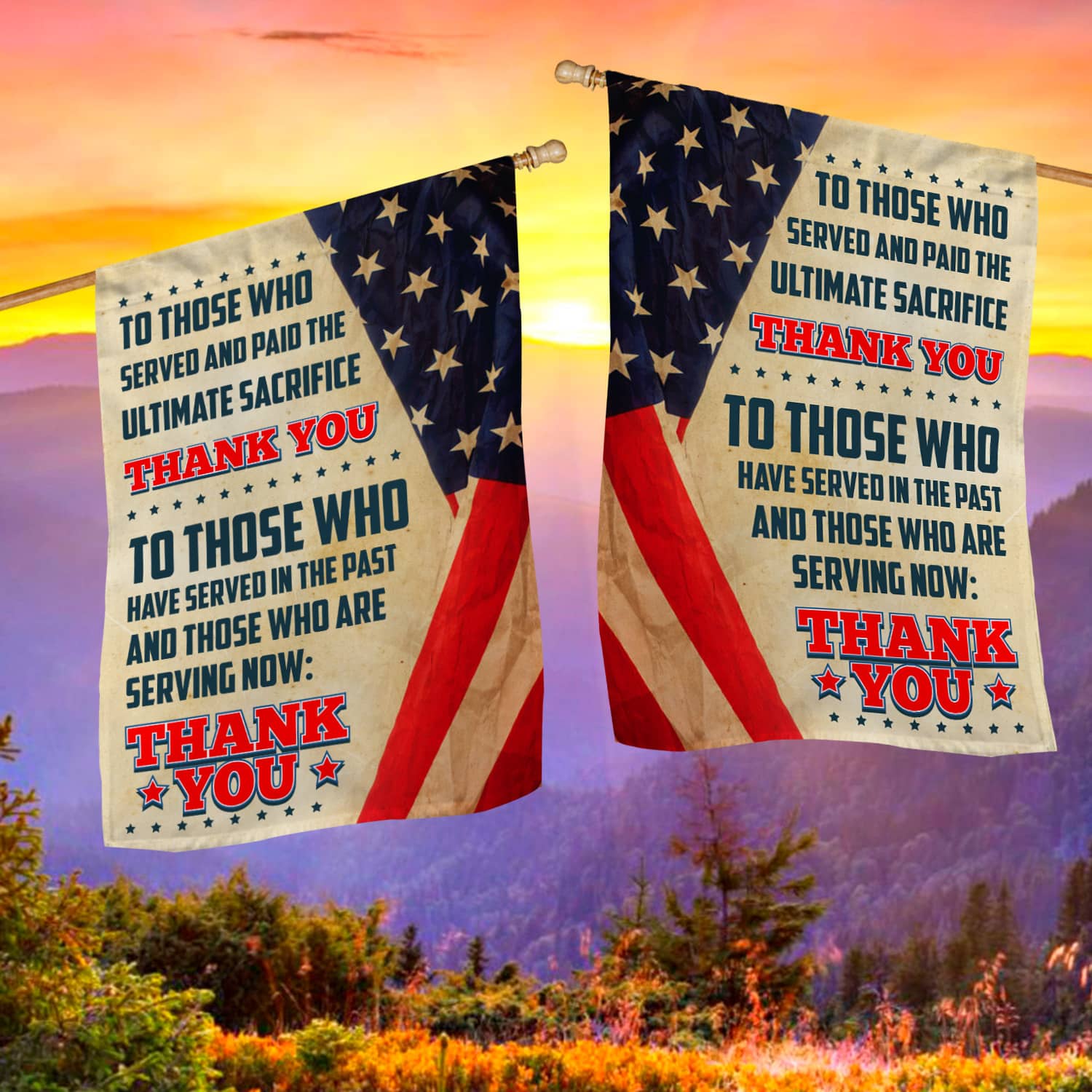 4KNG. Served thank you SIDE 1 30x40 House Flag Mockup 2 Side