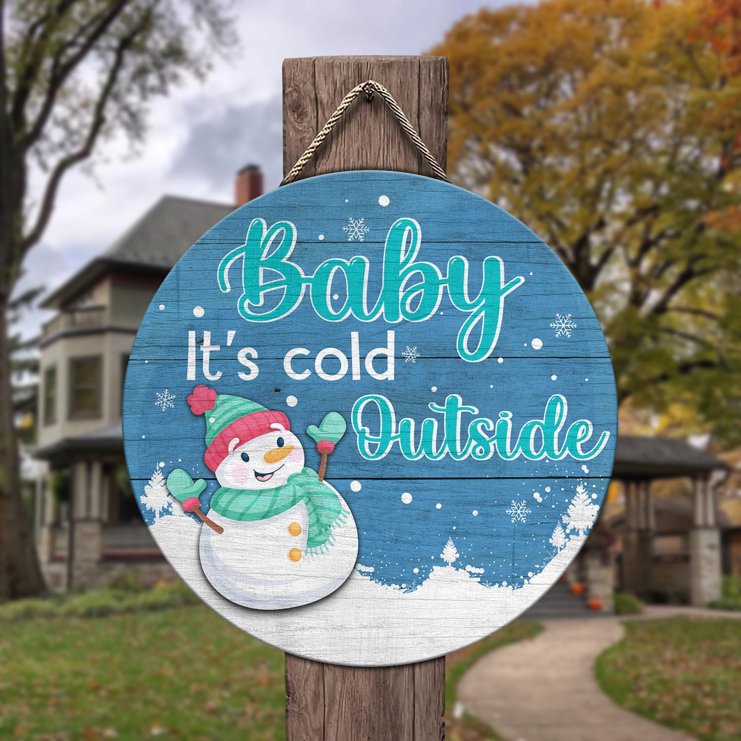 6LV. Baby Its Cold-2 Door Sign Mockup 3