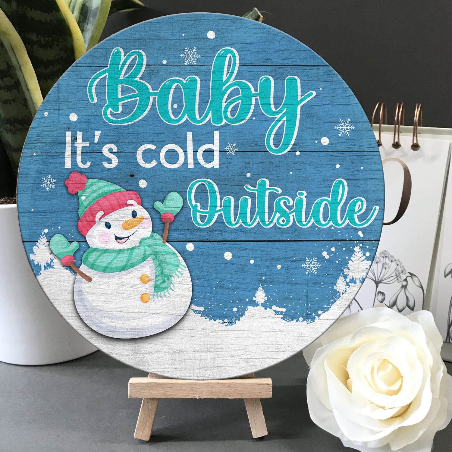 6LV. Baby Its Cold-2 Door Sign Mockup 5