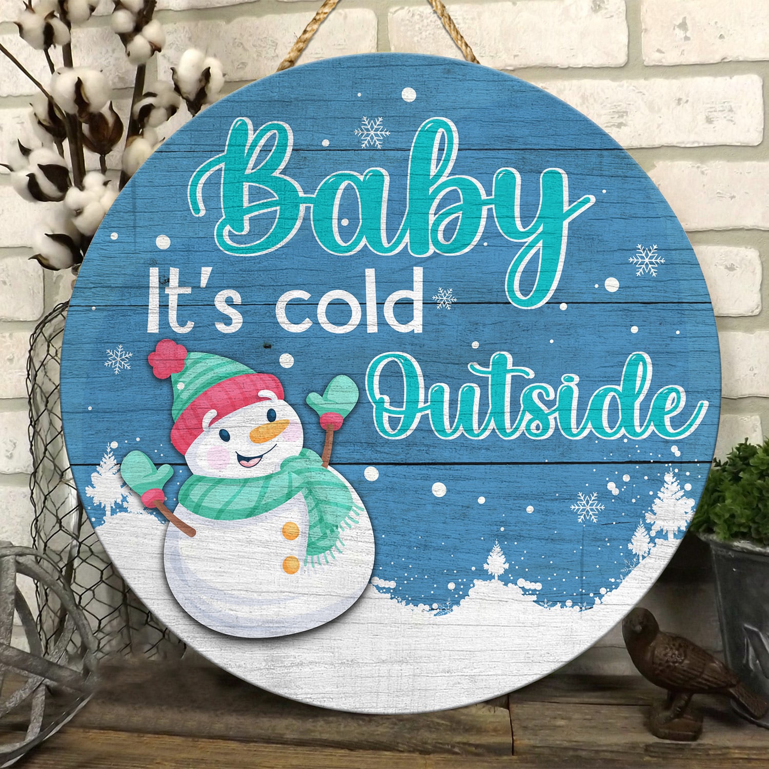 6LV. Baby Its Cold-2 Door Sign Mockup 6