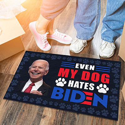 Alternative view of Even My Dog Hates Biden Funny Anti Biden Doormat Wipe Your Feet Here Entrance Indoor Outdoor Decorative Doormat