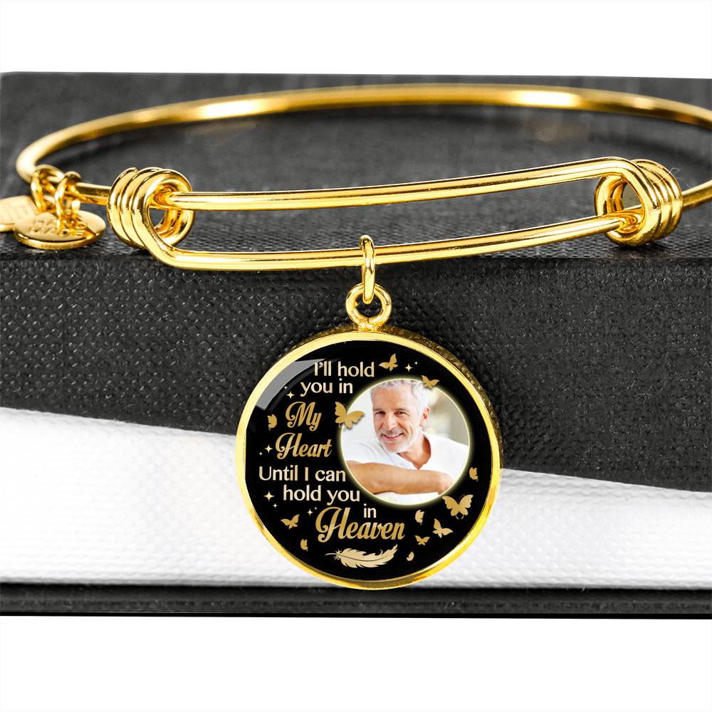 Custom Photo I'll Hold You In My Heart Until I Can Hold You In Heaven Feather Butterfly Memorial Circle Pendant Necklace Custom Photo I'll Hold You In My Heart Until I Can Hold You In Heaven Feather Butterfly Memorial Circle Pendant Necklace