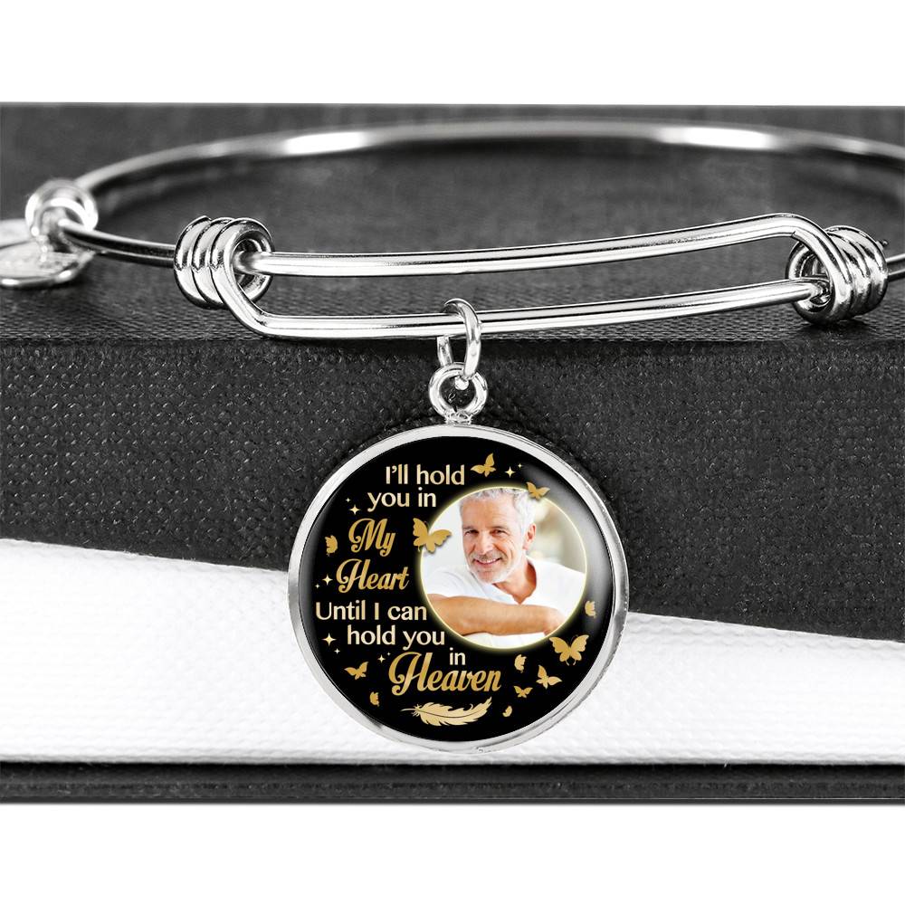 Custom Photo I'll Hold You In My Heart Until I Can Hold You In Heaven Feather Butterfly Memorial Circle Pendant Necklace Custom Photo I'll Hold You In My Heart Until I Can Hold You In Heaven Feather Butterfly Memorial Circle Pendant Necklace