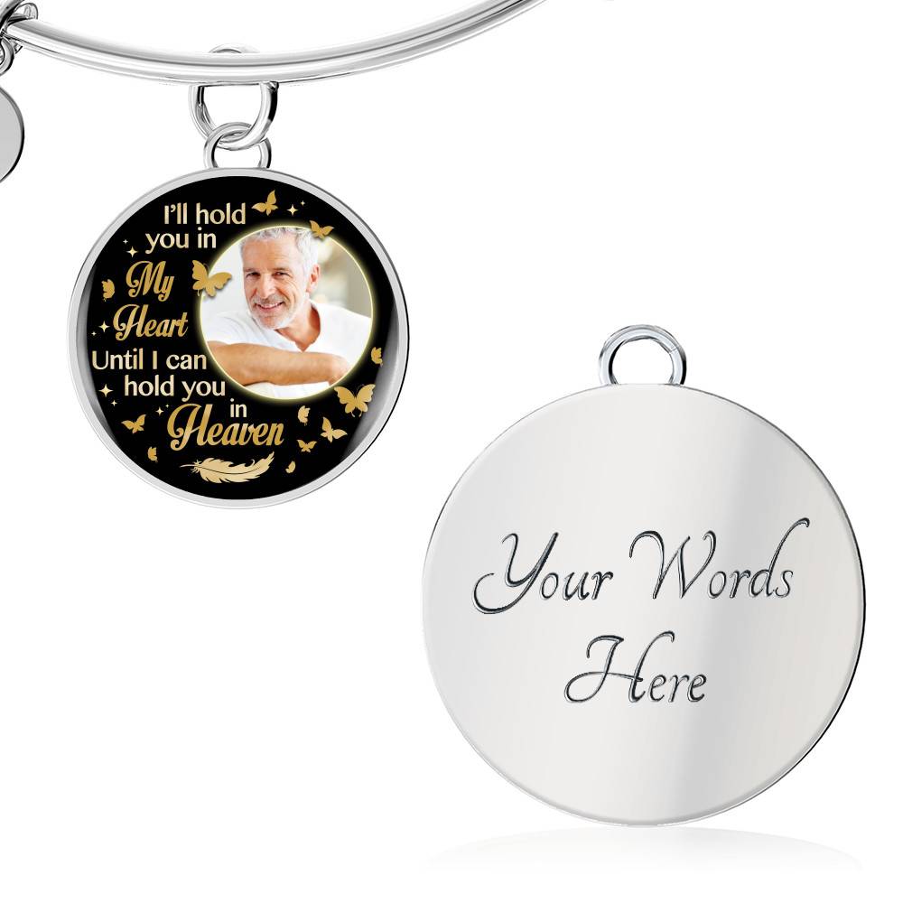 Custom Photo I'll Hold You In My Heart Until I Can Hold You In Heaven Feather Butterfly Memorial Circle Pendant Necklace Custom Photo I'll Hold You In My Heart Until I Can Hold You In Heaven Feather Butterfly Memorial Circle Pendant Necklace