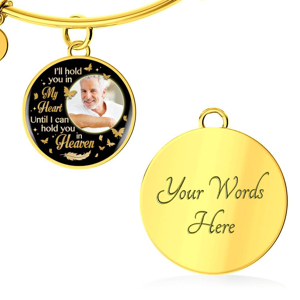Custom Photo I'll Hold You In My Heart Until I Can Hold You In Heaven Feather Butterfly Memorial Circle Pendant Necklace Custom Photo I'll Hold You In My Heart Until I Can Hold You In Heaven Feather Butterfly Memorial Circle Pendant Necklace
