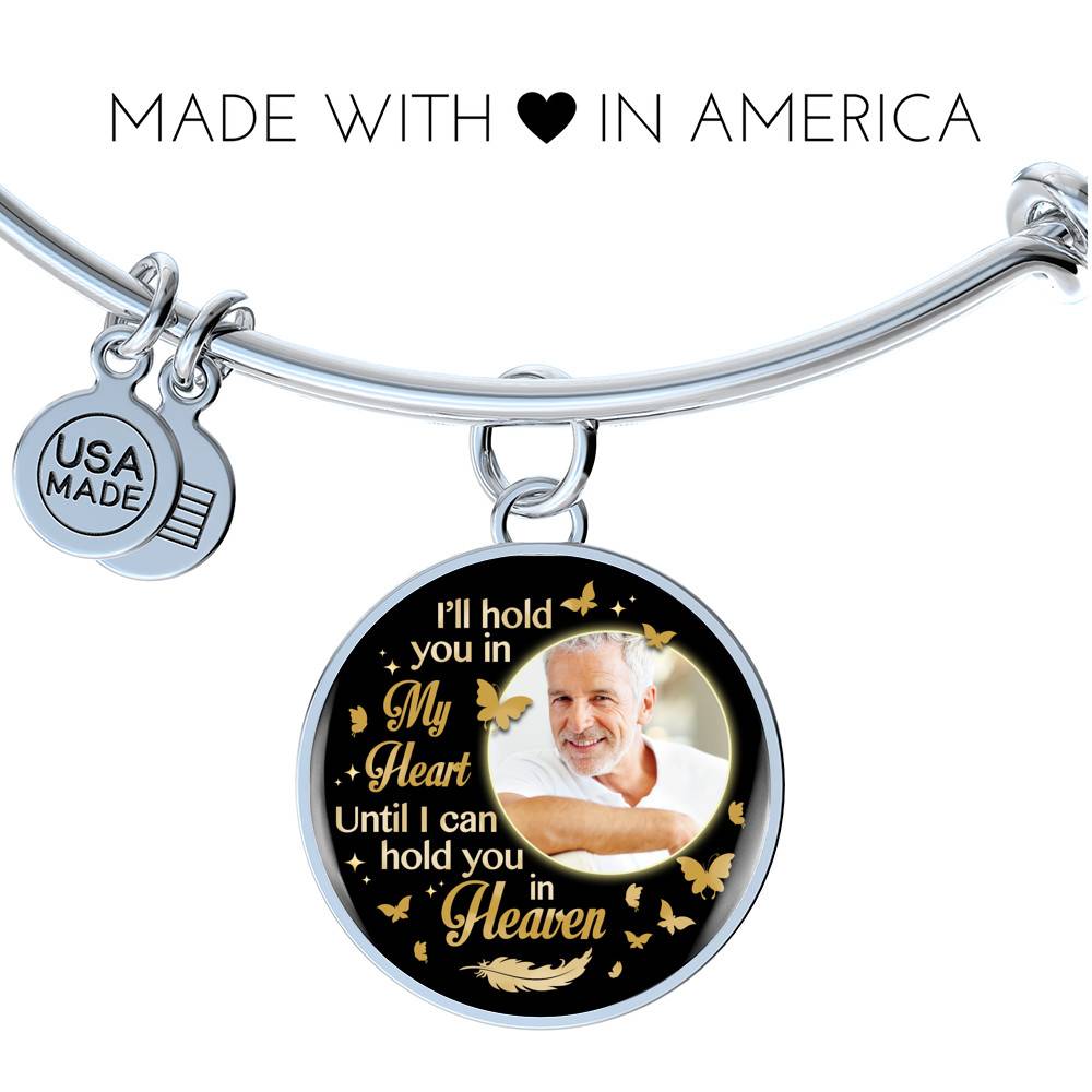 Custom Photo I'll Hold You In My Heart Until I Can Hold You In Heaven Feather Butterfly Memorial Circle Pendant Necklace Custom Photo I'll Hold You In My Heart Until I Can Hold You In Heaven Feather Butterfly Memorial Circle Pendant Necklace